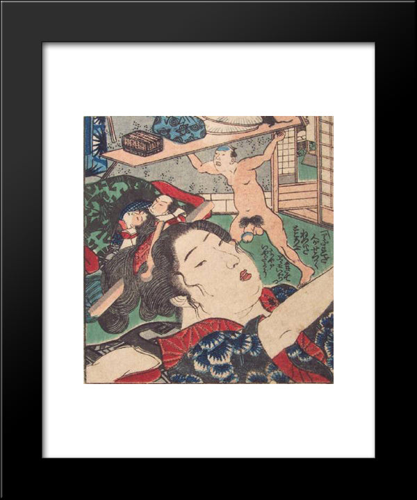 Tokaido 53 Stations, #C 20x24 Black Modern Wood Framed Art Print Poster by Kunisada II, Utagawa