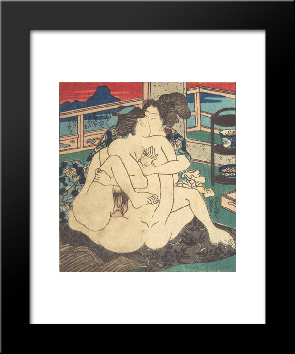Tokaido 53 Stations, #D 20x24 Black Modern Wood Framed Art Print Poster by Kunisada II, Utagawa