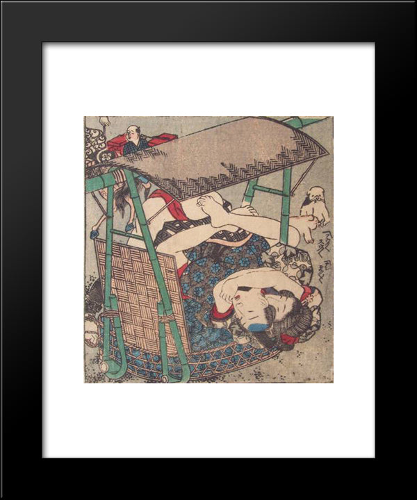 Tokaido 53 Stations, A 20x24 Black Modern Wood Framed Art Print Poster by Kunisada II, Utagawa
