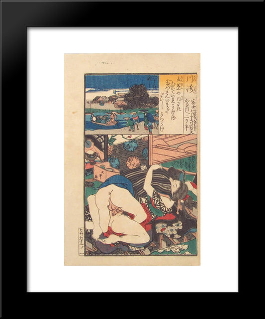 Tokaido 53 Stations, Station #2, Shinagawa 20x24 Black Modern Wood Framed Art Print Poster by Kunisada II, Utagawa