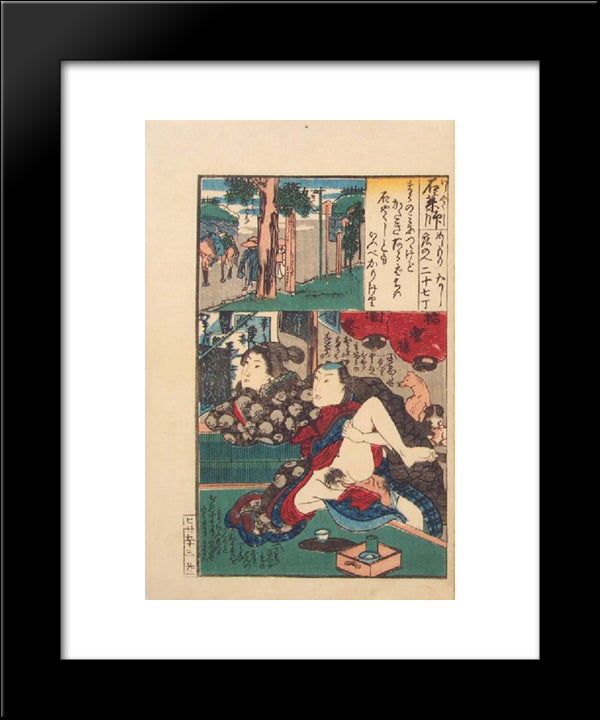 Tokaido 53 Stations, Station #44, Yokkaichi 20x24 Black Modern Wood Framed Art Print Poster by Kunisada II, Utagawa