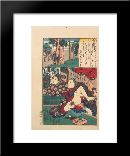 Tokaido 53 Stations, Station #44, Yokkaichi 20x24 Black Modern Wood Framed Art Print Poster by Kunisada II, Utagawa