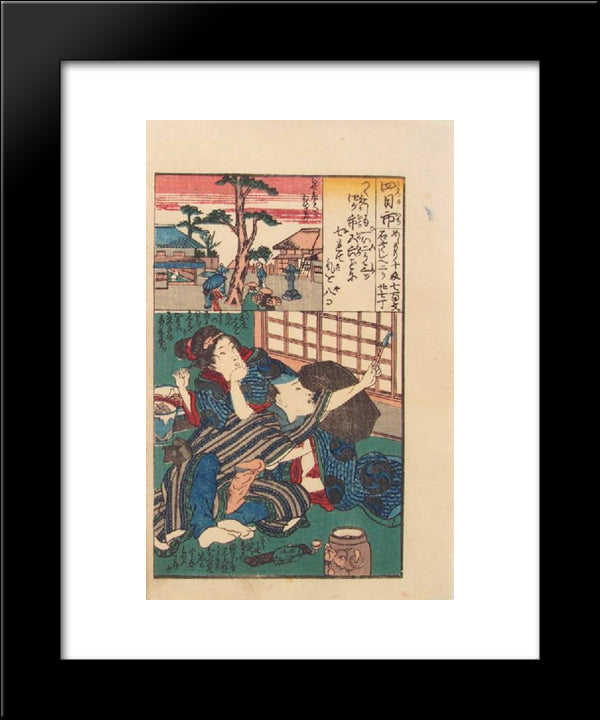 Tokaido 53 Stations, Station #45, Ishiyakushi 20x24 Black Modern Wood Framed Art Print Poster by Kunisada II, Utagawa