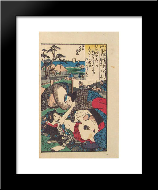 Tokaido 53 Stations, Station #5, Hodogaya 20x24 Black Modern Wood Framed Art Print Poster by Kunisada II, Utagawa