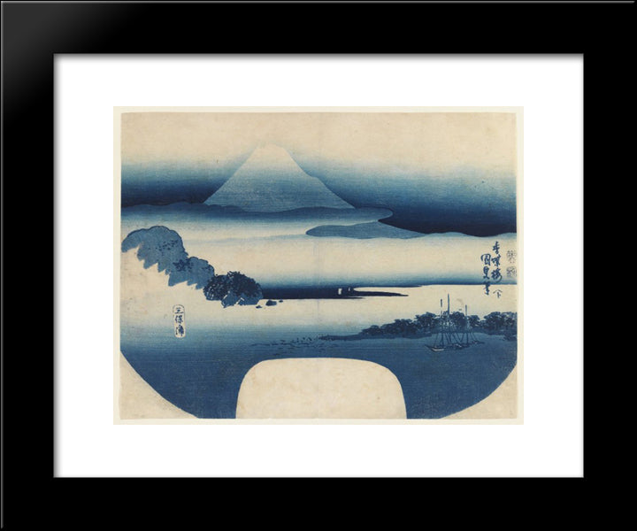 View Of Fuji From Miho Bay, May 20x24 Black Modern Wood Framed Art Print Poster by Kunisada II, Utagawa