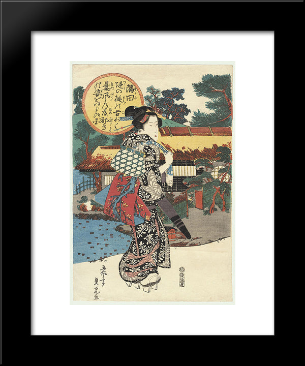 Beauty Strolling 20x24 Black Modern Wood Framed Art Print Poster by Utagawa Sadatora