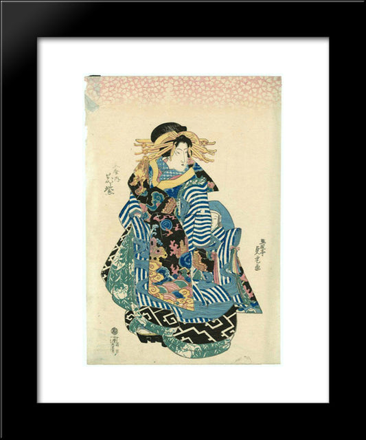 Hanamurasaki Of Thetamaya 20x24 Black Modern Wood Framed Art Print Poster by Utagawa Sadatora