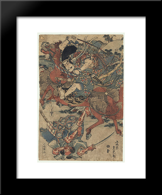Oguri Hangan Sukeshige And Yamasaki 20x24 Black Modern Wood Framed Art Print Poster by Utagawa Sadatora