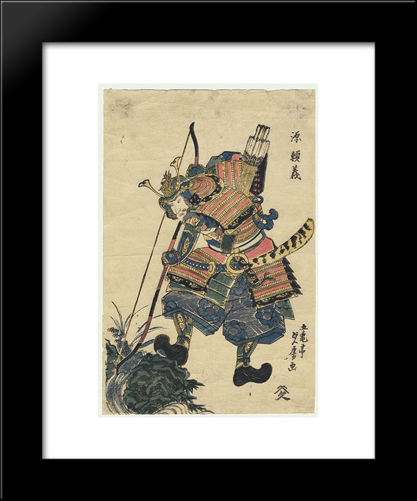 Warrior Holding A Bow 20x24 Black Modern Wood Framed Art Print Poster by Utagawa Sadatora