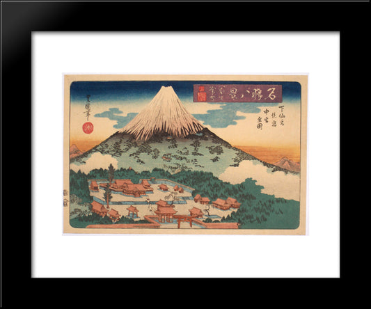 Evening Snow On Fuji From A Set Of Eight Famous Views Published By Iseya Rihei 20x24 Black Modern Wood Framed Art Print Poster by Toyokuni, Utagawa