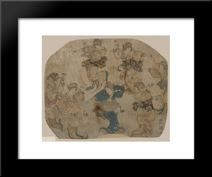 Dance 20x24 Black Modern Wood Framed Art Print Poster by Toyokuni II, Utagawa