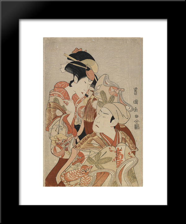 The Actors Matsumoto Yonesaburo I And Nakamura Denkuro Iv 20x24 Black Modern Wood Framed Art Print Poster by Toyokuni II, Utagawa