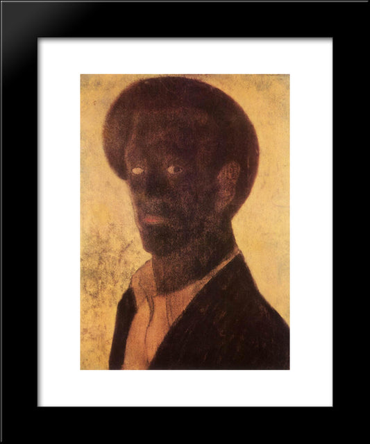 Black Self-Portrait 20x24 Black Modern Wood Framed Art Print Poster by Lajos, Vajda