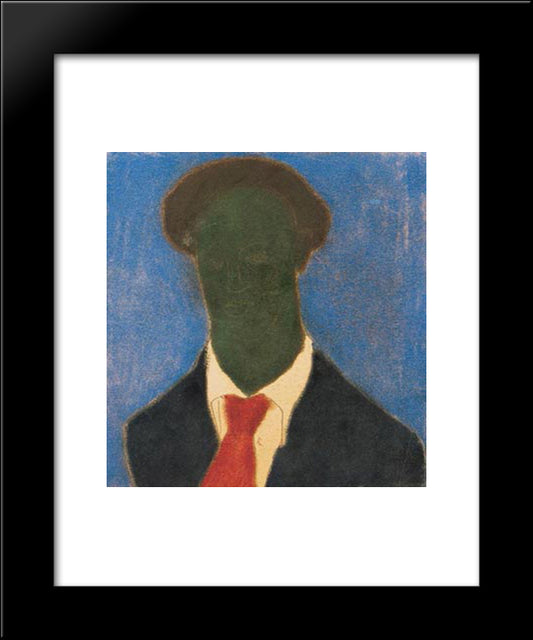 Dark Self-Portrait 20x24 Black Modern Wood Framed Art Print Poster by Lajos, Vajda