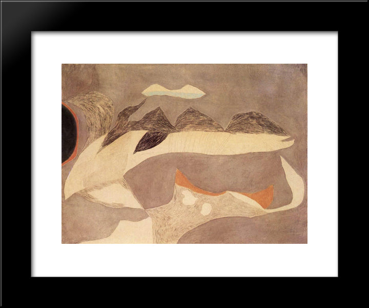 Green Semicircle With Orange 20x24 Black Modern Wood Framed Art Print Poster by Lajos, Vajda