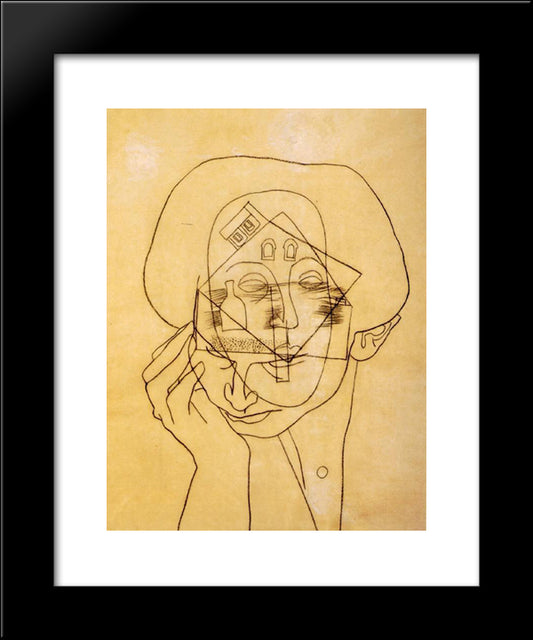 Head With House 20x24 Black Modern Wood Framed Art Print Poster by Lajos, Vajda