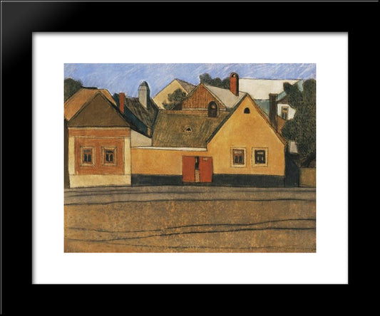 Houses In Szentendre With Blue Sky 20x24 Black Modern Wood Framed Art Print Poster by Lajos, Vajda