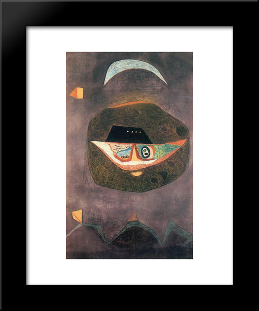 Mask With Moon 20x24 Black Modern Wood Framed Art Print Poster by Lajos, Vajda