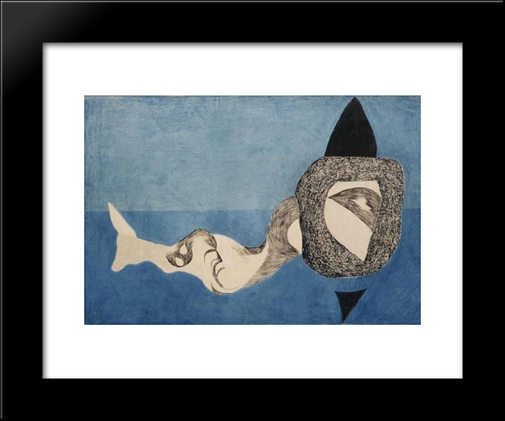 Monster In Blue Space 20x24 Black Modern Wood Framed Art Print Poster by Lajos, Vajda