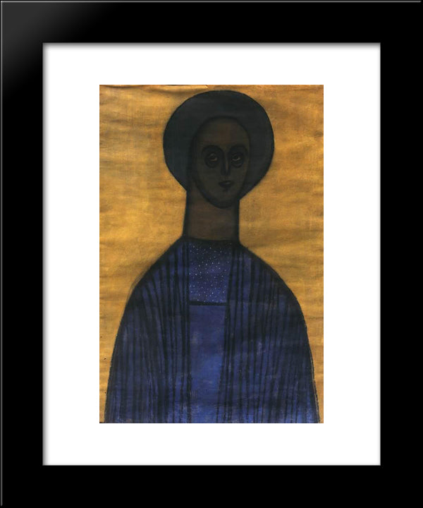 Self Portrait With Icon 20x24 Black Modern Wood Framed Art Print Poster by Lajos, Vajda