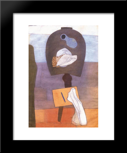 Still-Life On A Table Of Horseshoe Form 20x24 Black Modern Wood Framed Art Print Poster by Lajos, Vajda