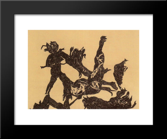 War - Fight 20x24 Black Modern Wood Framed Art Print Poster by Lajos, Vajda