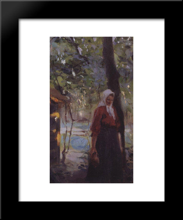 A Woman With A Jug 20x24 Black Modern Wood Framed Art Print Poster by Serov, Valentin