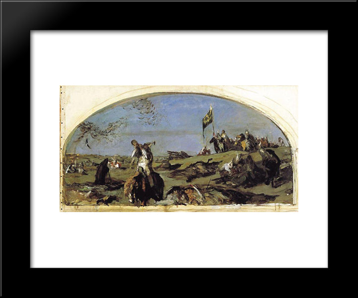 After The Battle Of Kulikovo 20x24 Black Modern Wood Framed Art Print Poster by Serov, Valentin