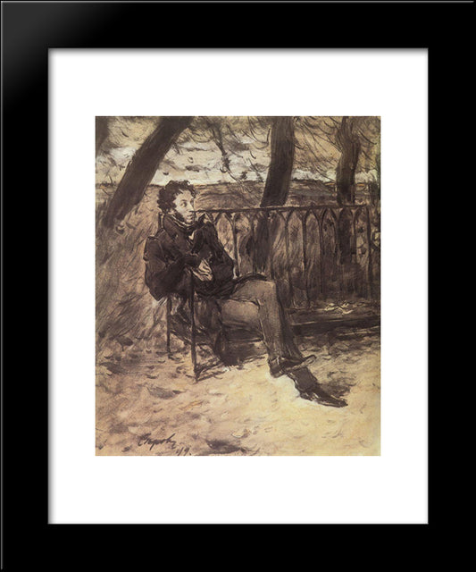 Alexander Pushkin In A Park 20x24 Black Modern Wood Framed Art Print Poster by Serov, Valentin