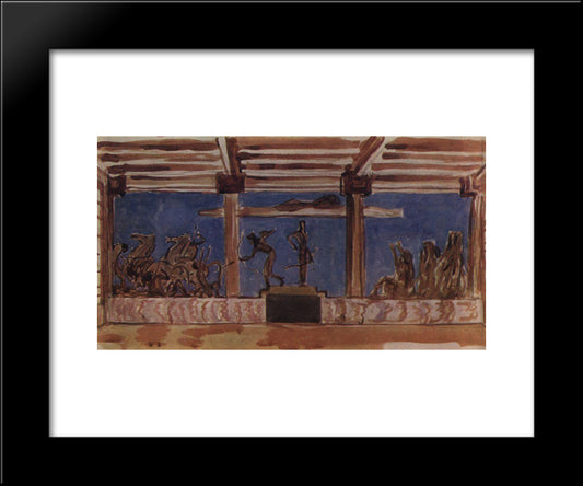 Apollo And Diana, Beating Children Niobe 20x24 Black Modern Wood Framed Art Print Poster by Serov, Valentin