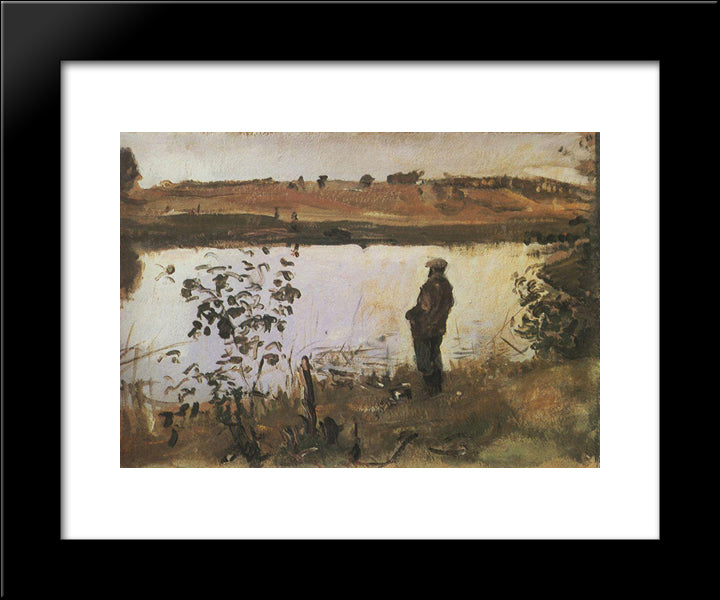 Artist K. Korovin On The River Bank 20x24 Black Modern Wood Framed Art Print Poster by Serov, Valentin