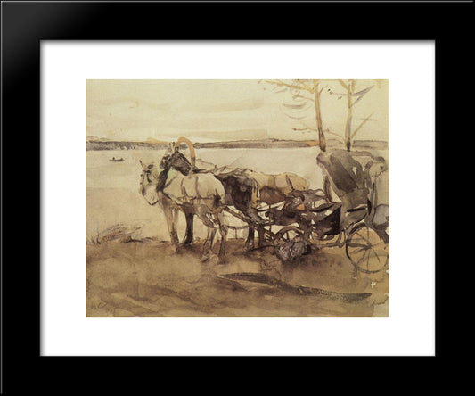 At The Ferry 20x24 Black Modern Wood Framed Art Print Poster by Serov, Valentin