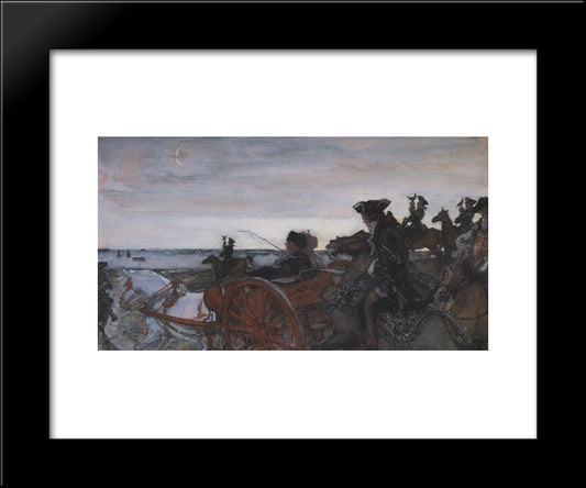 Catherine Ii Setting Out To Hunt With Falcons 20x24 Black Modern Wood Framed Art Print Poster by Serov, Valentin