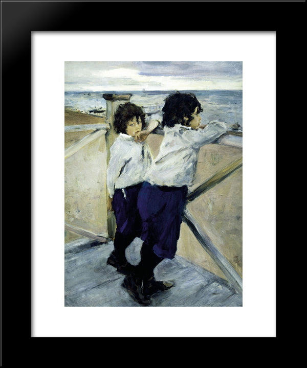 Children. Sasha And Yura Serov 20x24 Black Modern Wood Framed Art Print Poster by Serov, Valentin