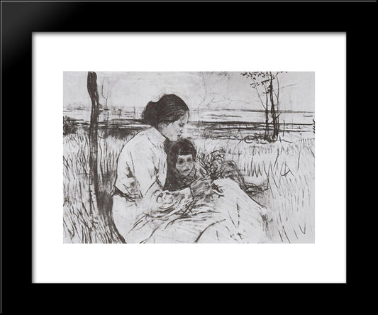 Children Of The Artist. Olga And Anton Serov 20x24 Black Modern Wood Framed Art Print Poster by Serov, Valentin