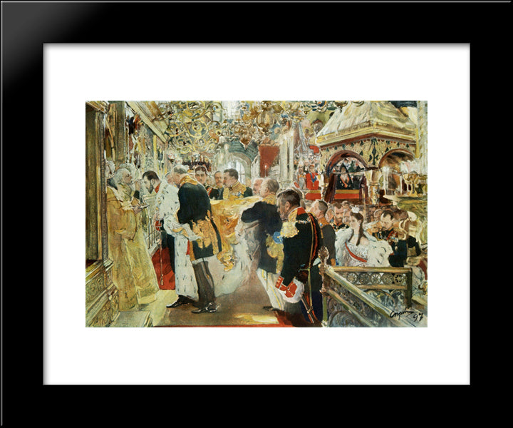 Coronation Of The Emperor Nicholas Ii In The Uspensky Cathedral 20x24 Black Modern Wood Framed Art Print Poster by Serov, Valentin