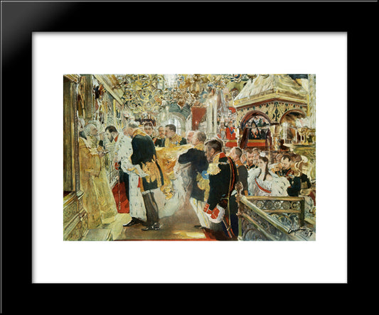 Coronation Of The Emperor Nicholas Ii In The Uspensky Cathedral 20x24 Black Modern Wood Framed Art Print Poster by Serov, Valentin