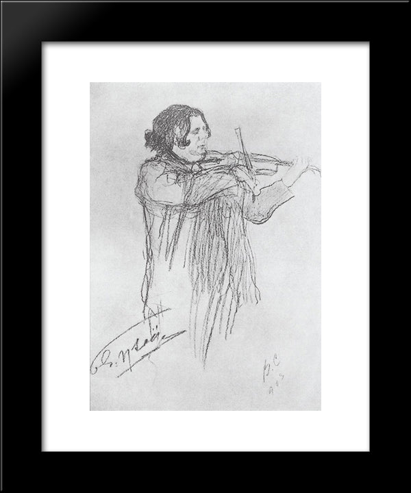 Eugene Ysaye 20x24 Black Modern Wood Framed Art Print Poster by Serov, Valentin