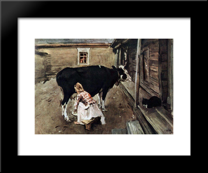 Farm Yard In Finland 20x24 Black Modern Wood Framed Art Print Poster by Serov, Valentin