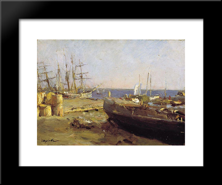 Fishing Vessels In Arkhangelsk 20x24 Black Modern Wood Framed Art Print Poster by Serov, Valentin