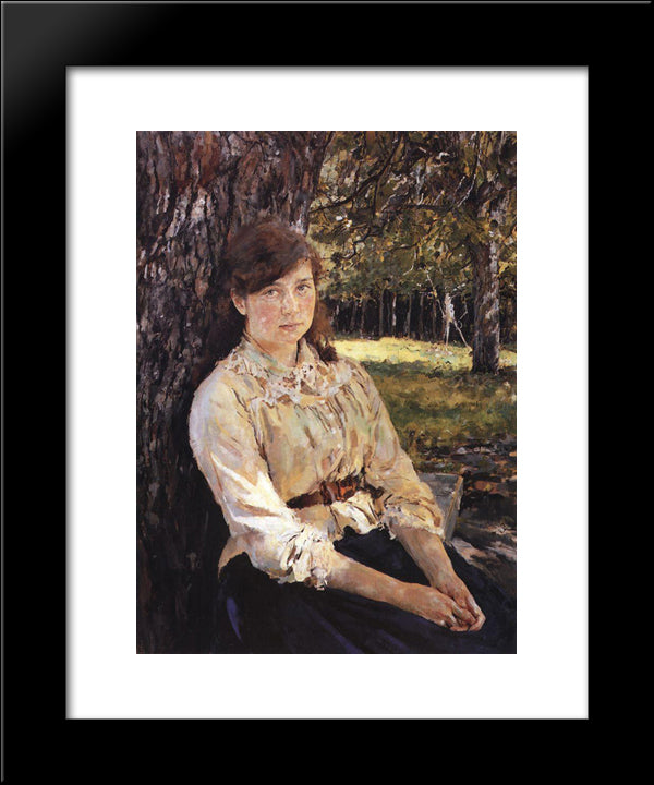 Girl In The Sunlight (Portrait Of M. Simonovich) 20x24 Black Modern Wood Framed Art Print Poster by Serov, Valentin