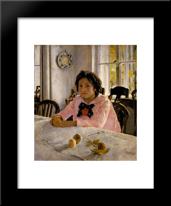 Girl With Peaches 20x24 Black Modern Wood Framed Art Print Poster by Serov, Valentin