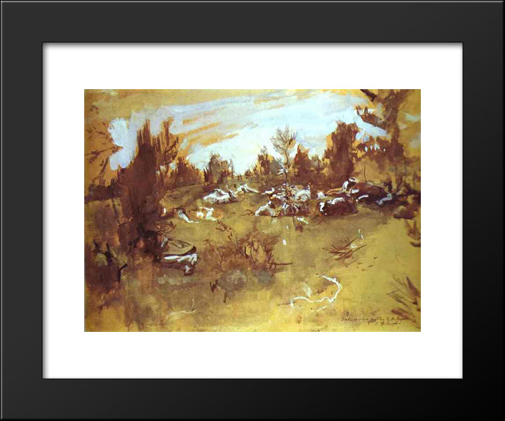 Herd 20x24 Black Modern Wood Framed Art Print Poster by Serov, Valentin