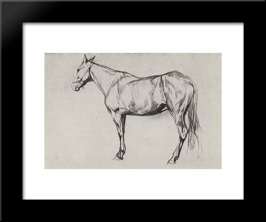 Horse 20x24 Black Modern Wood Framed Art Print Poster by Serov, Valentin