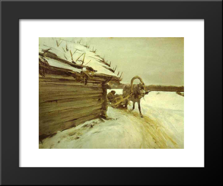 In Winter 20x24 Black Modern Wood Framed Art Print Poster by Serov, Valentin