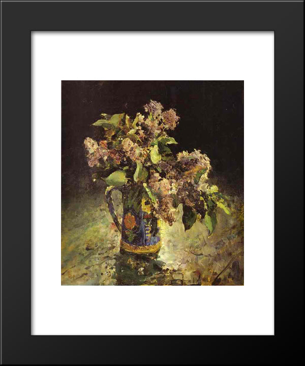 Lilacs In Vase 20x24 Black Modern Wood Framed Art Print Poster by Serov, Valentin