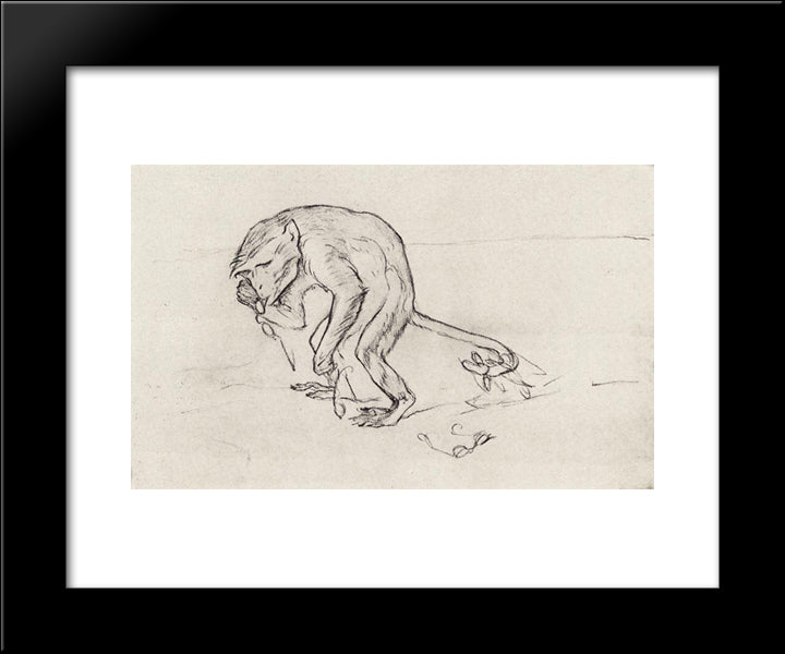 Monkey And The Glasses 20x24 Black Modern Wood Framed Art Print Poster by Serov, Valentin