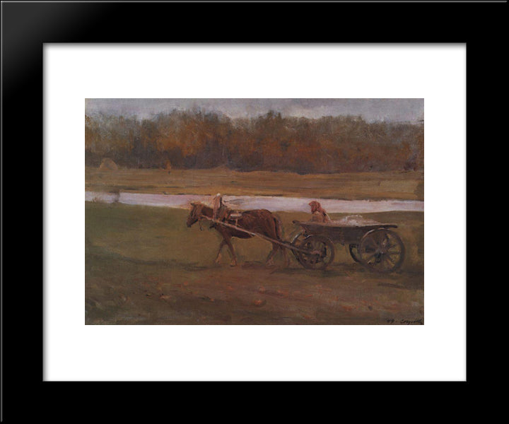 Peasant Woman In A Cart 20x24 Black Modern Wood Framed Art Print Poster by Serov, Valentin