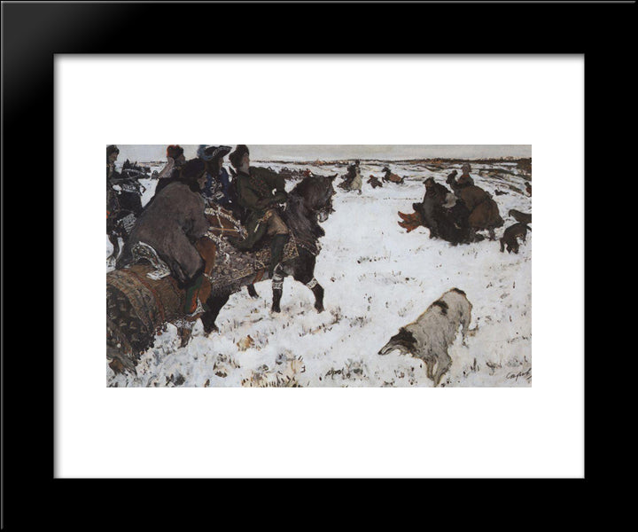 Peter I On The Hunt 20x24 Black Modern Wood Framed Art Print Poster by Serov, Valentin