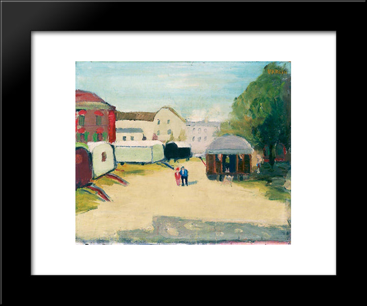 Gypsy Caravan With Three Figures 20x24 Black Modern Wood Framed Art Print Poster by Varlin